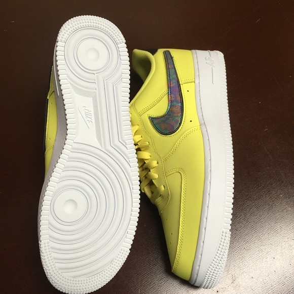 Yellow Air Force 1’s with holographic swoosh - Picture 3 of 5